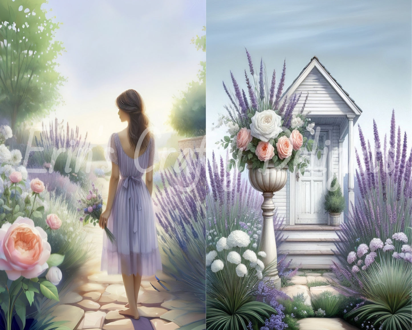 Lavender Garden Junk Journal Half Page Set