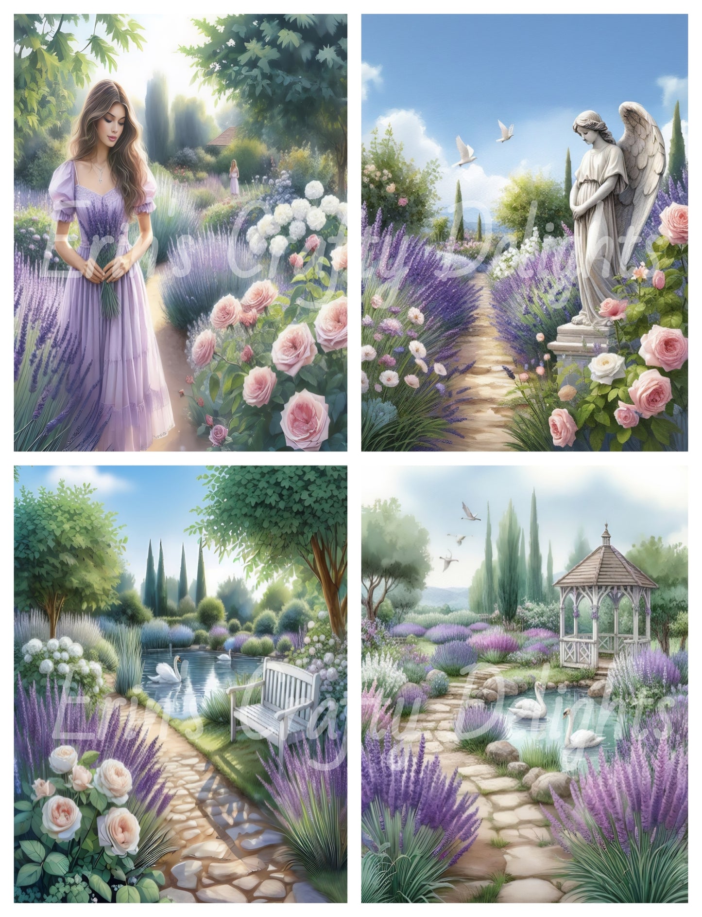 Lavender Garden Junk Journal 4 Quarter Page Set