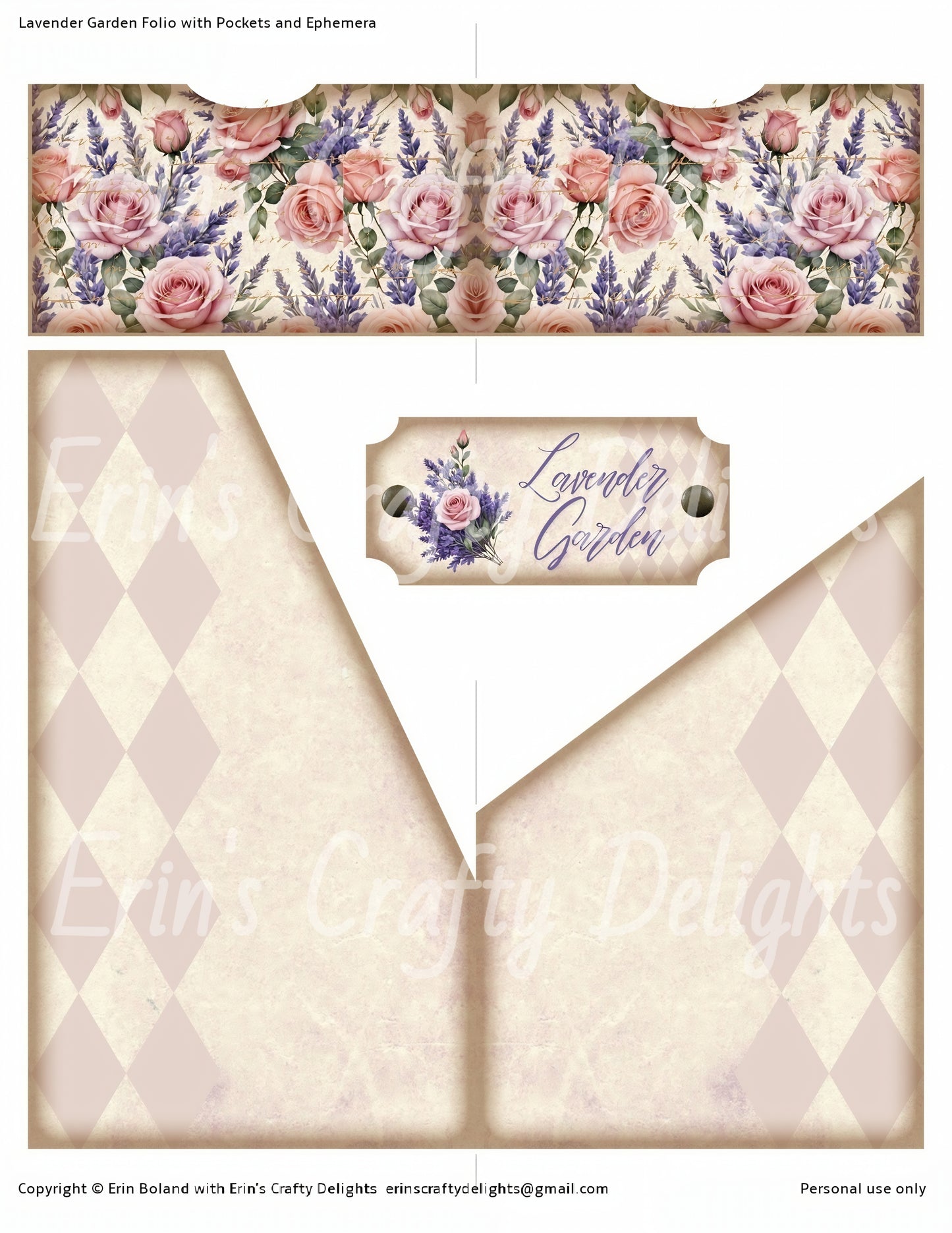 Lavender Garden Folio with Pockets and Ephemera