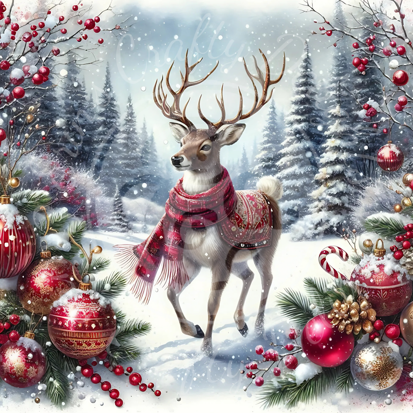 4 Red Christmas Reindeer