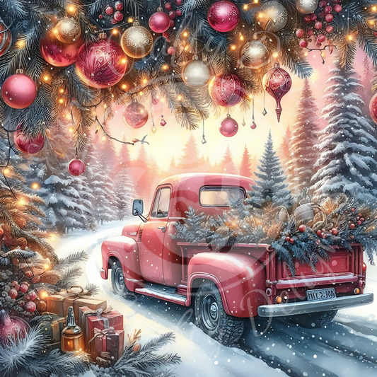 4 Red Christmas Truck