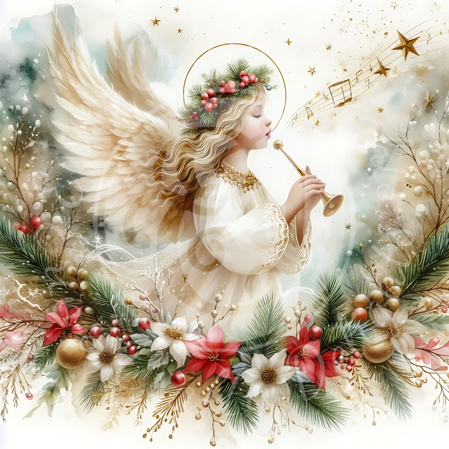 5 Sq Christmas Angel Child 8x8 Printable