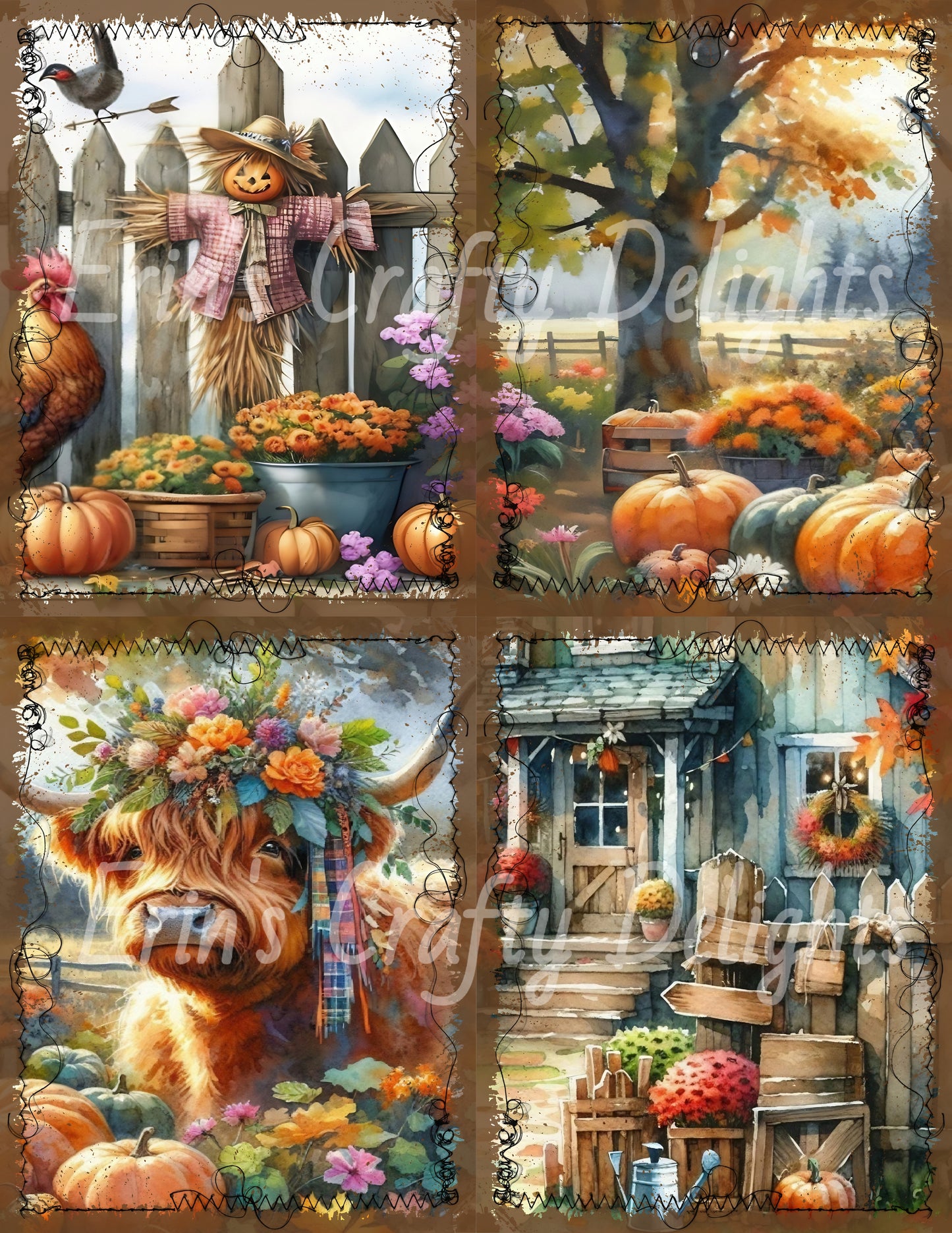 I Love Fall on the Farm Junk Journal Quarter Page Set