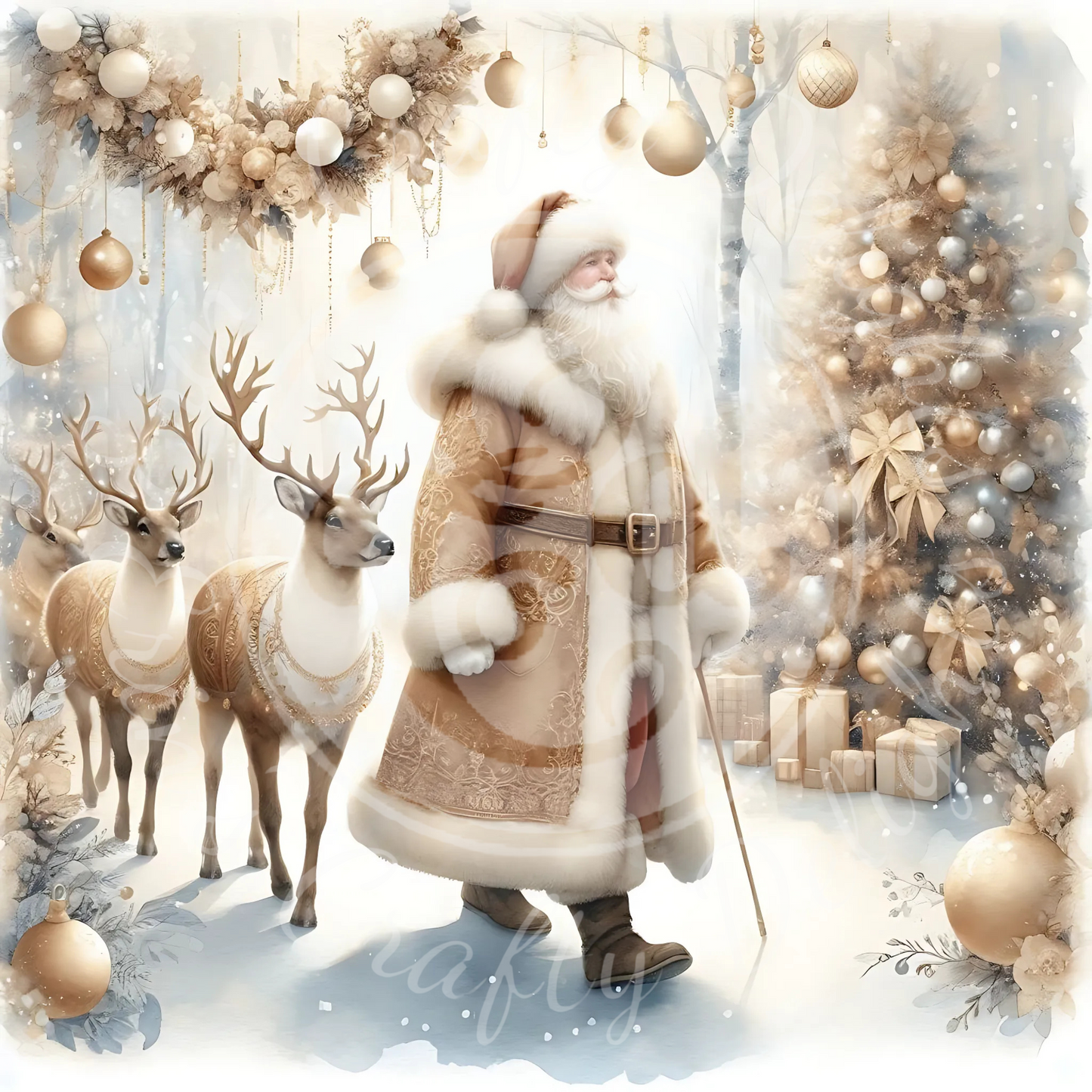 5 Neutral Santa & Reindeer