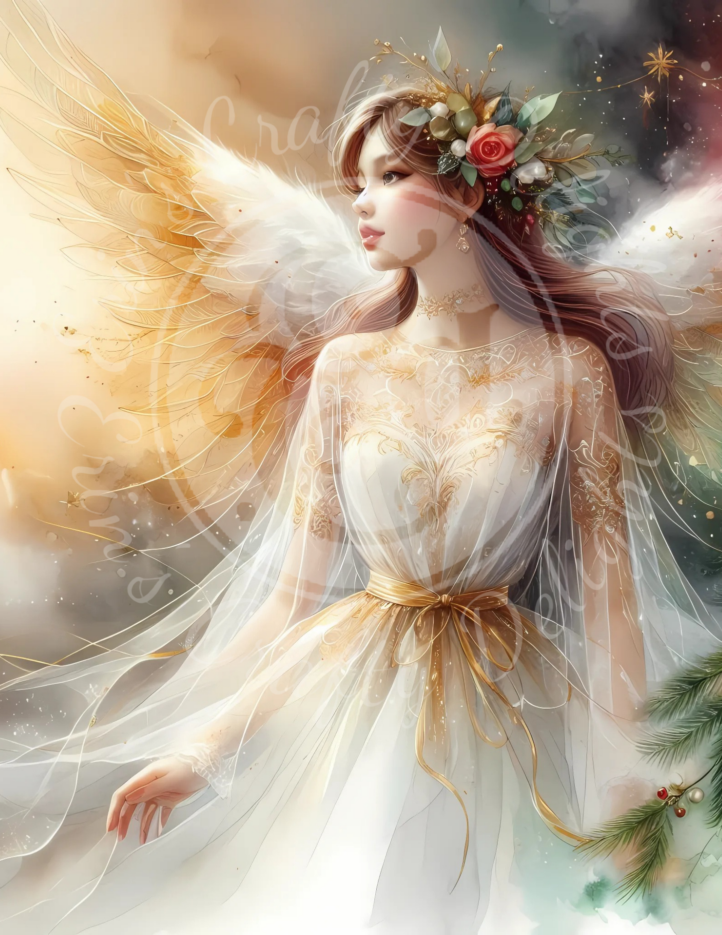 6 Sq Christmas Angel 8x8 Printable