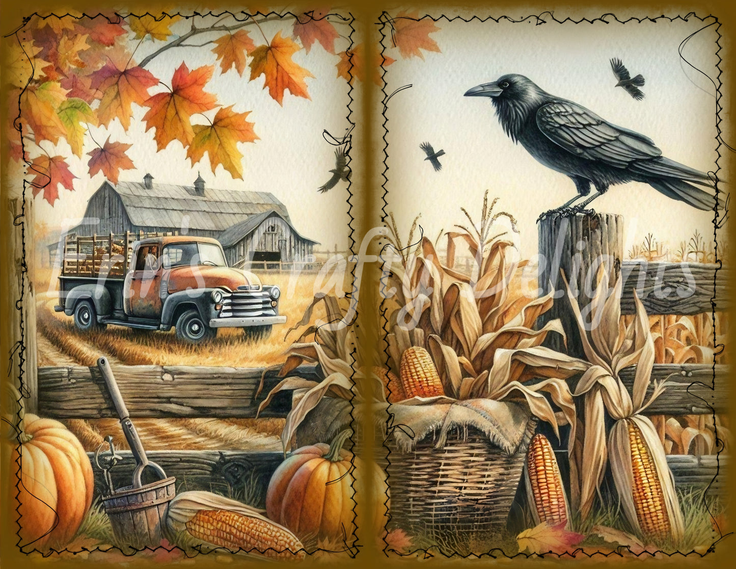 I Love Fall on the Farm Junk Journal Half Page Set