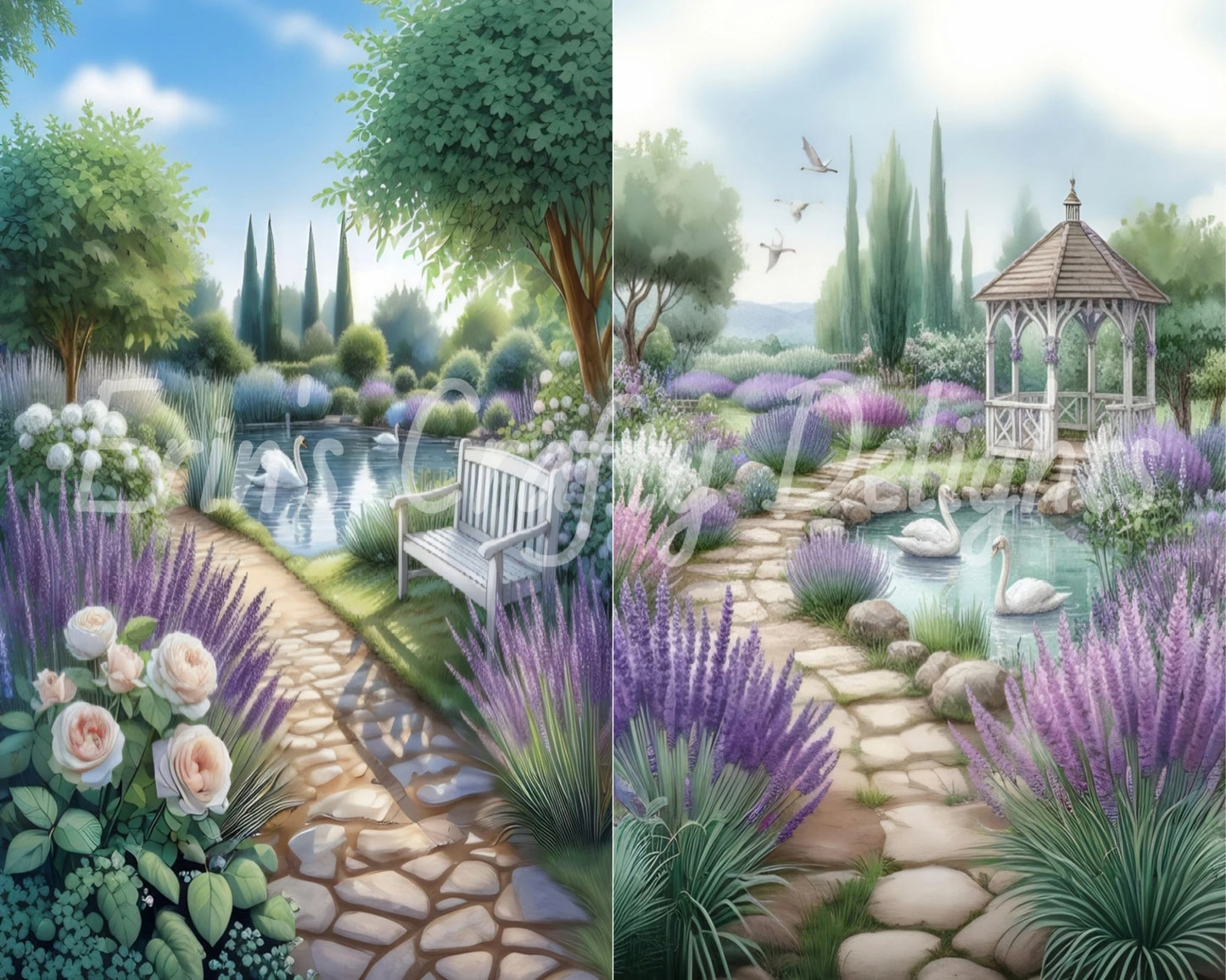 Lavender Garden Junk Journal Half Page Set