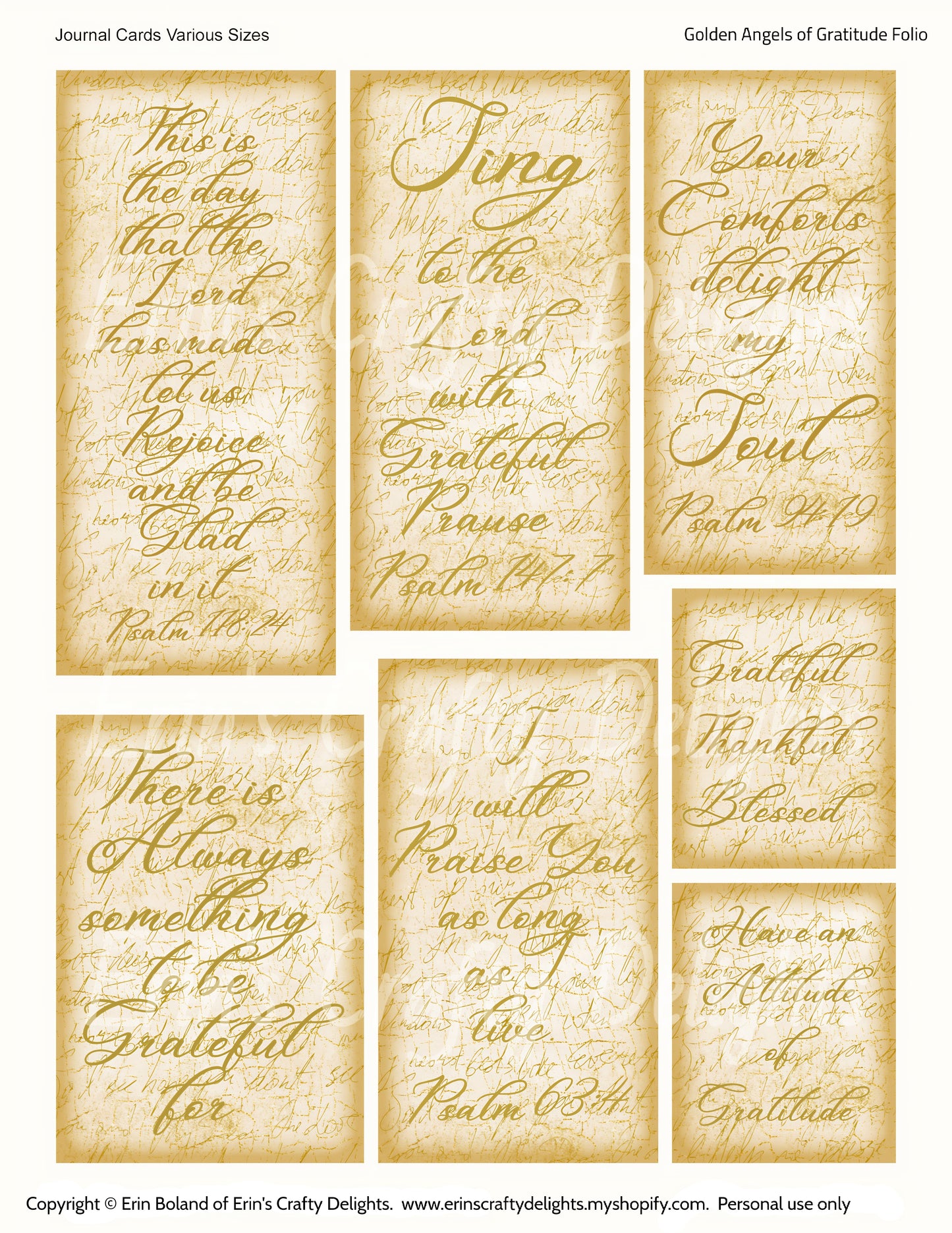 Golden Angels of Gratitude Folio with Pockets, Journal Cards, and Library Cards