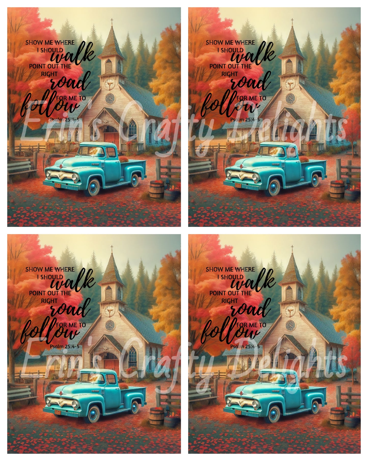1 Inspirational Autumn Blue Truck and Church