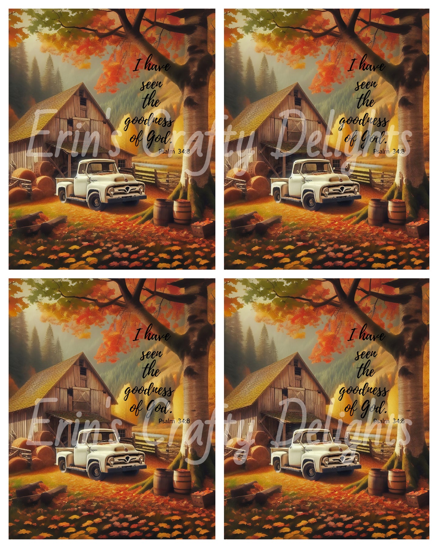 Inspirational Autumn White Truck and Barn Set