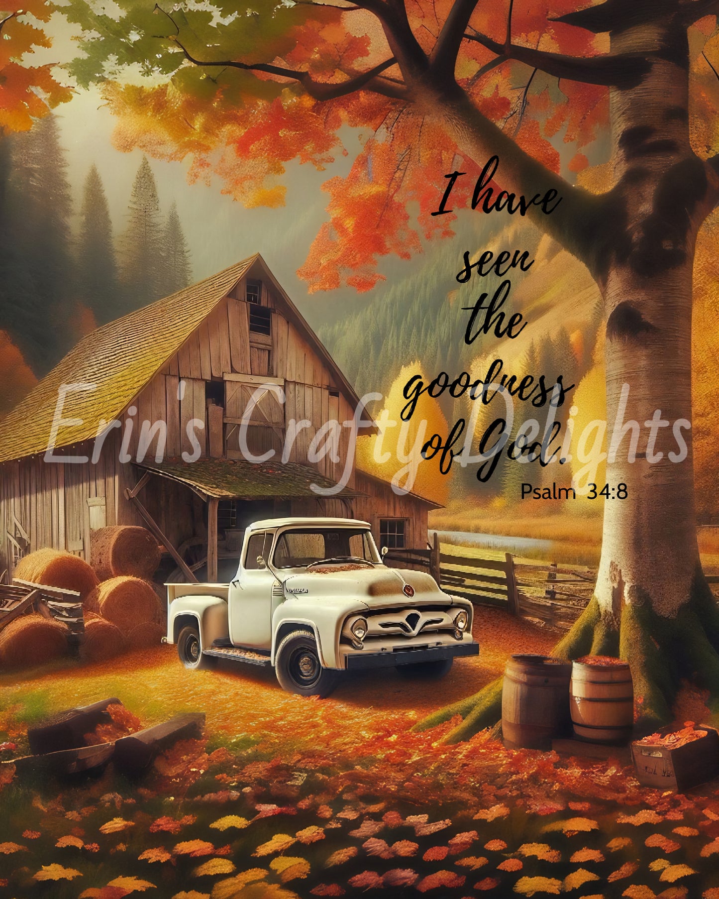Inspirational Autumn White Truck and Barn Set