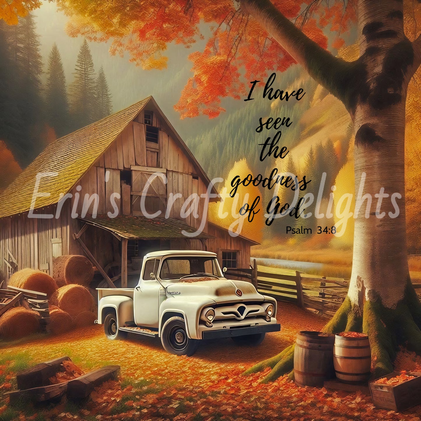 Inspirational Autumn White Truck and Barn Set