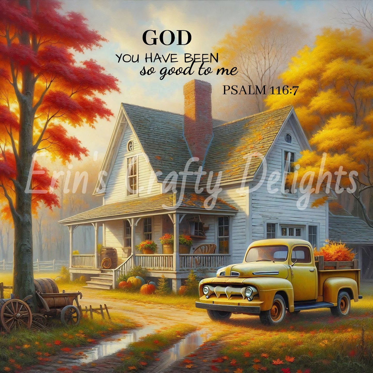Inspirational Autumn Yellow Truck and Farmhouse Set