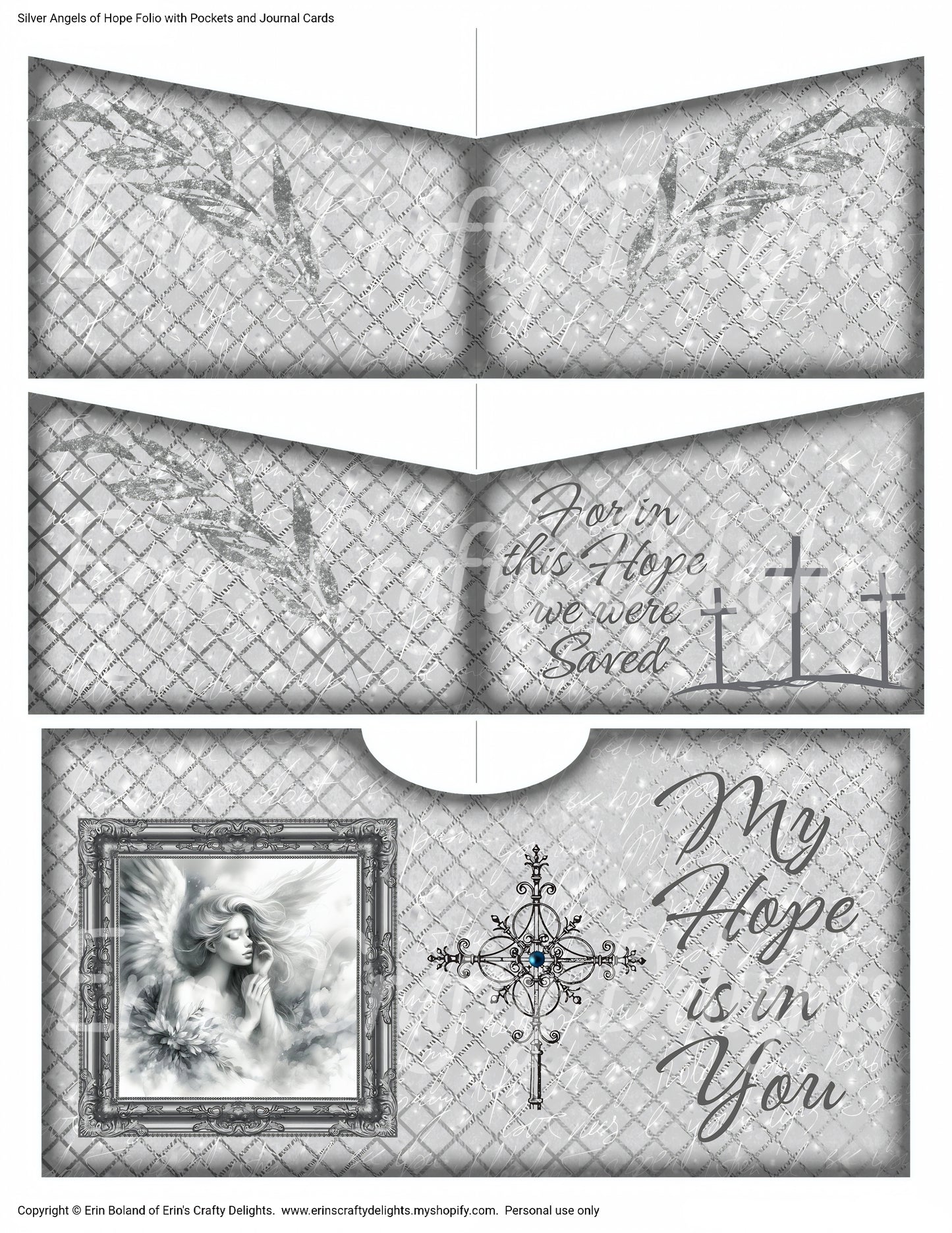Silver Angels of Hope Folio with Pockets, Journal Cards, and Library Cards