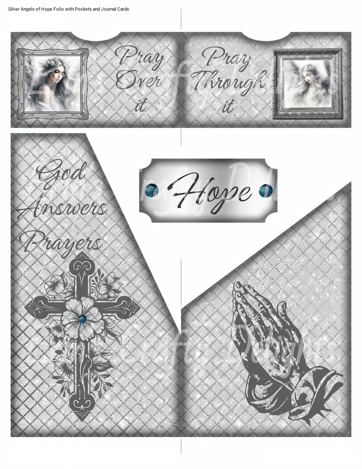 Silver Angels of Hope Folio with Pockets, Journal Cards, and Library Cards