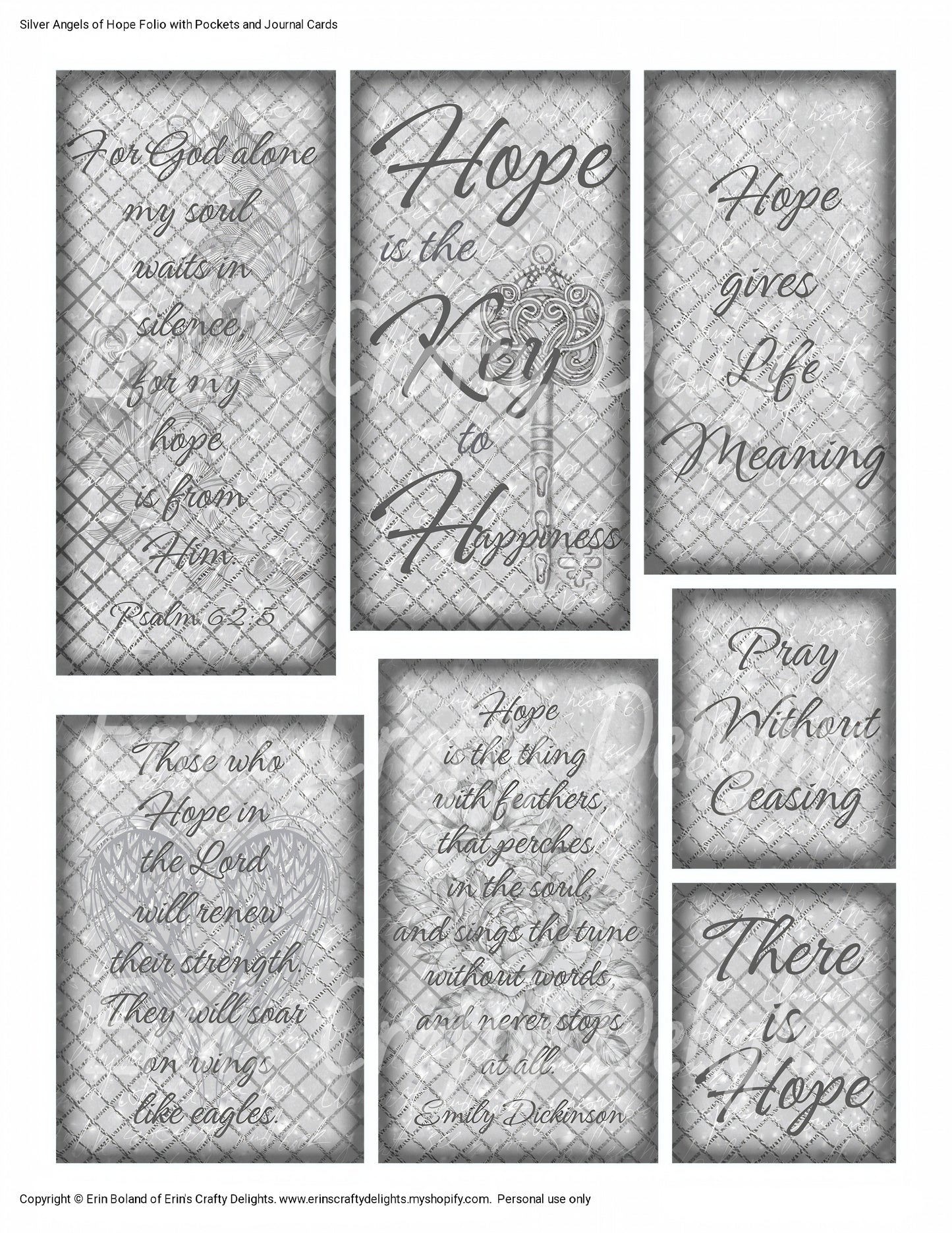 Silver Angels of Hope Folio with Pockets, Journal Cards, and Library Cards
