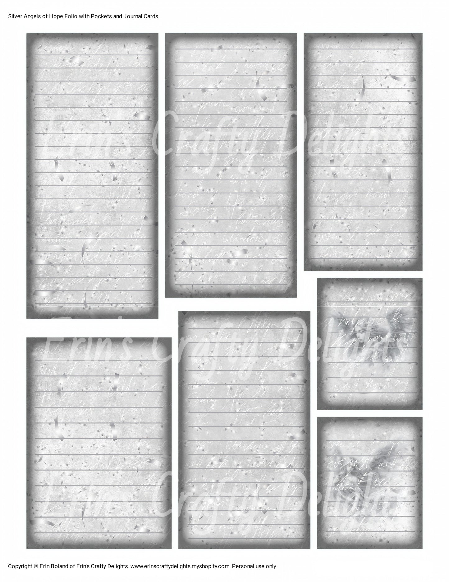 Silver Angels of Hope Folio with Pockets, Journal Cards, and Library Cards