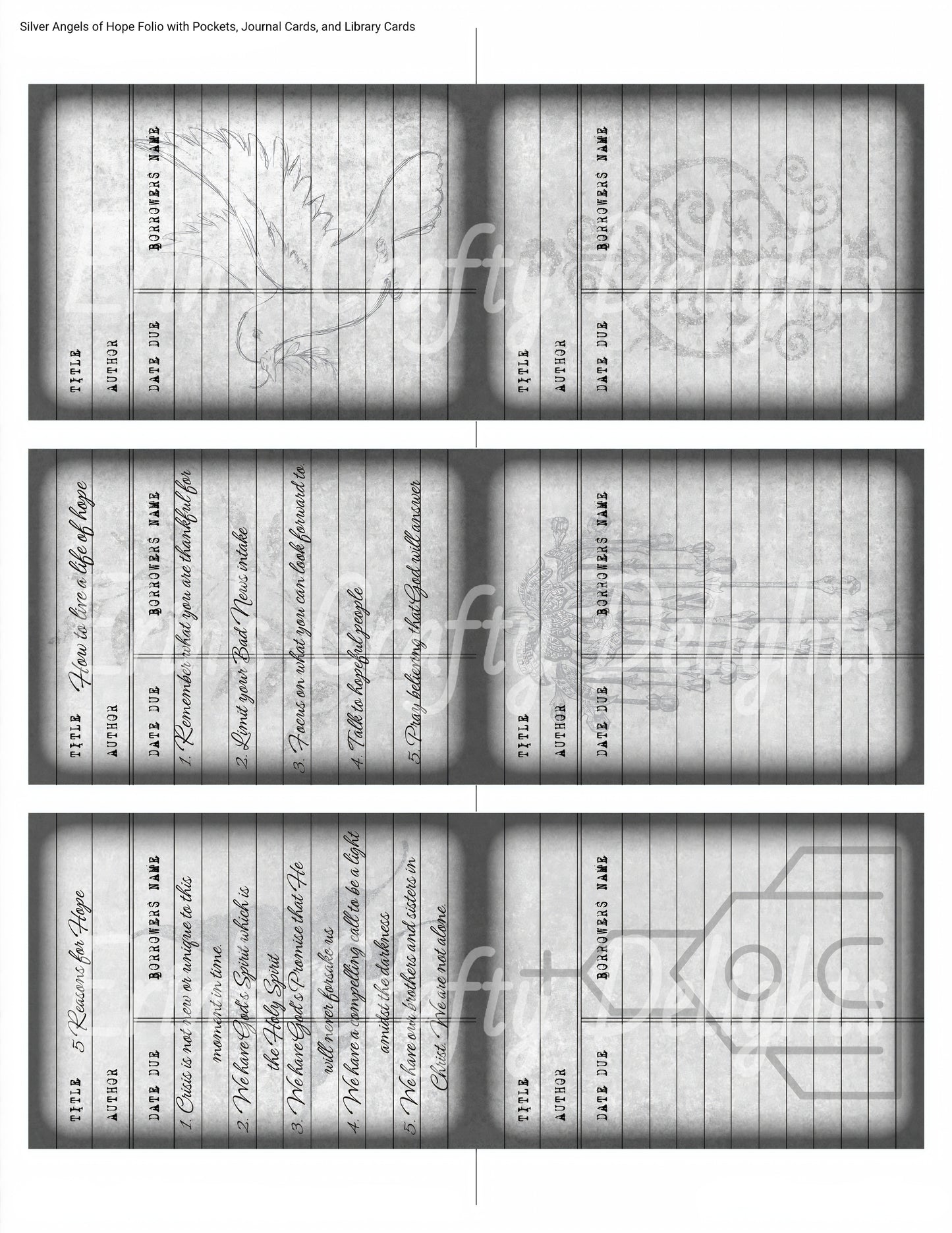 Silver Angels of Hope Folio with Pockets, Journal Cards, and Library Cards