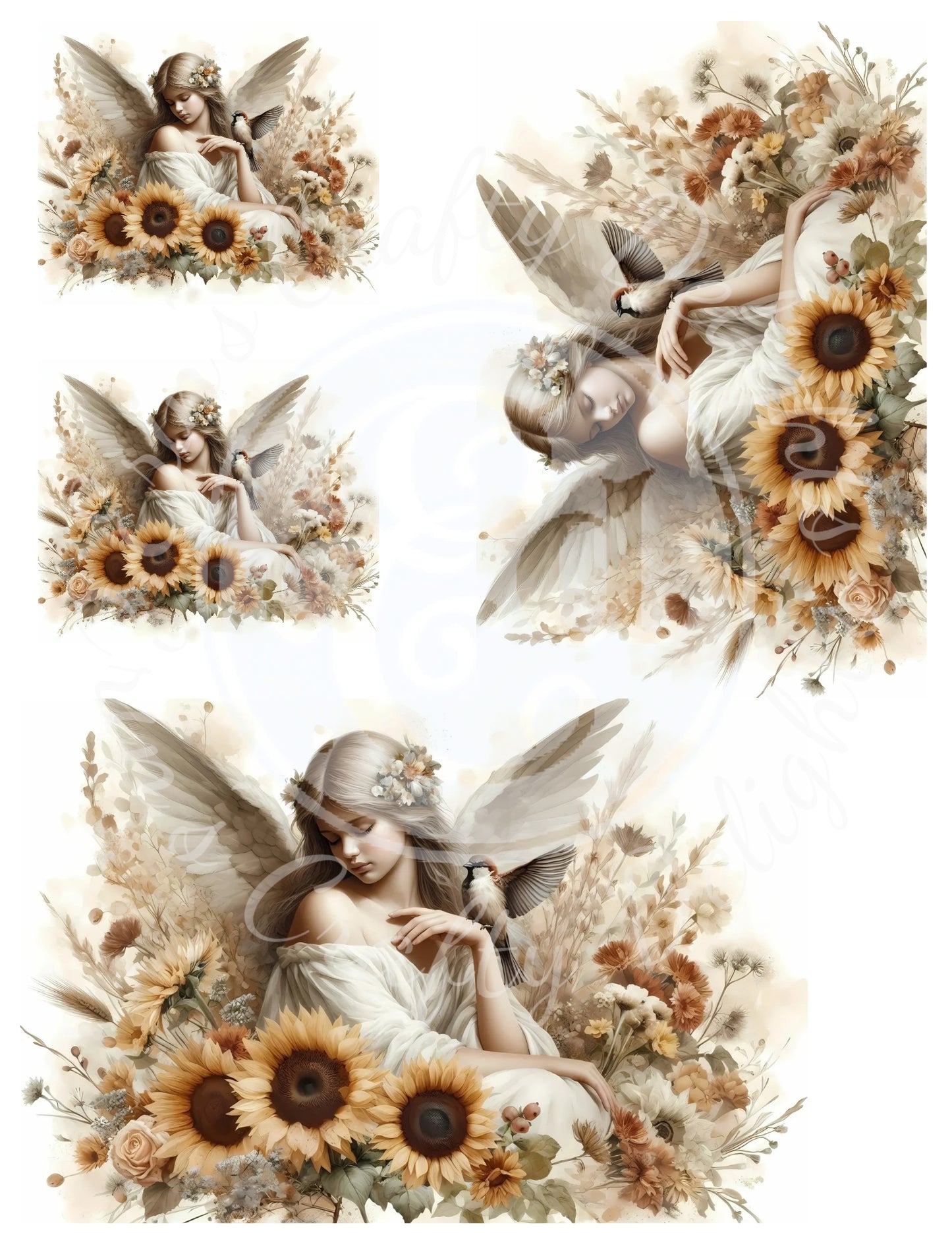 10 HMS Fall Sparrow Angel Mix Size Printable Set