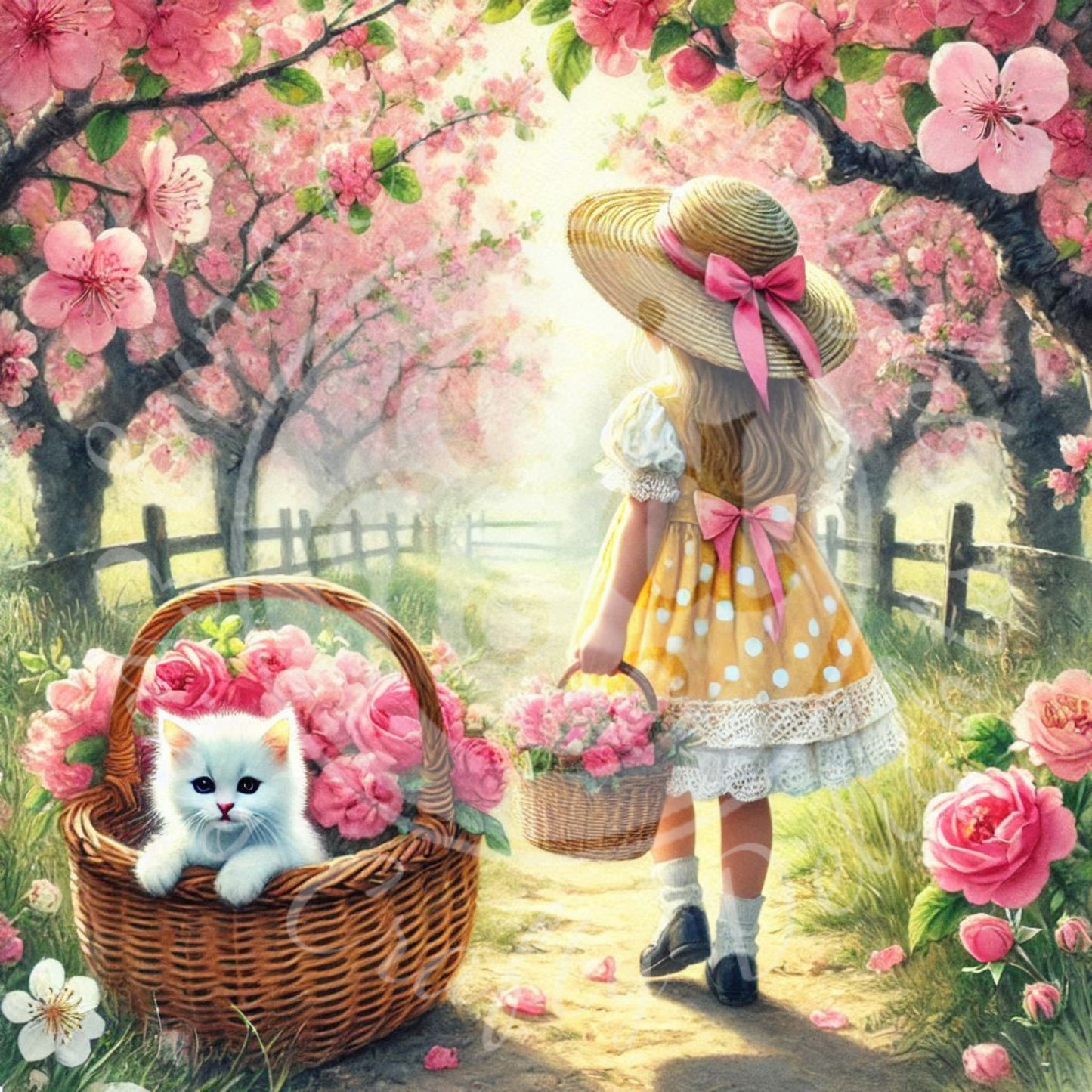 11 Spring Girl and Kitty in Yellow
