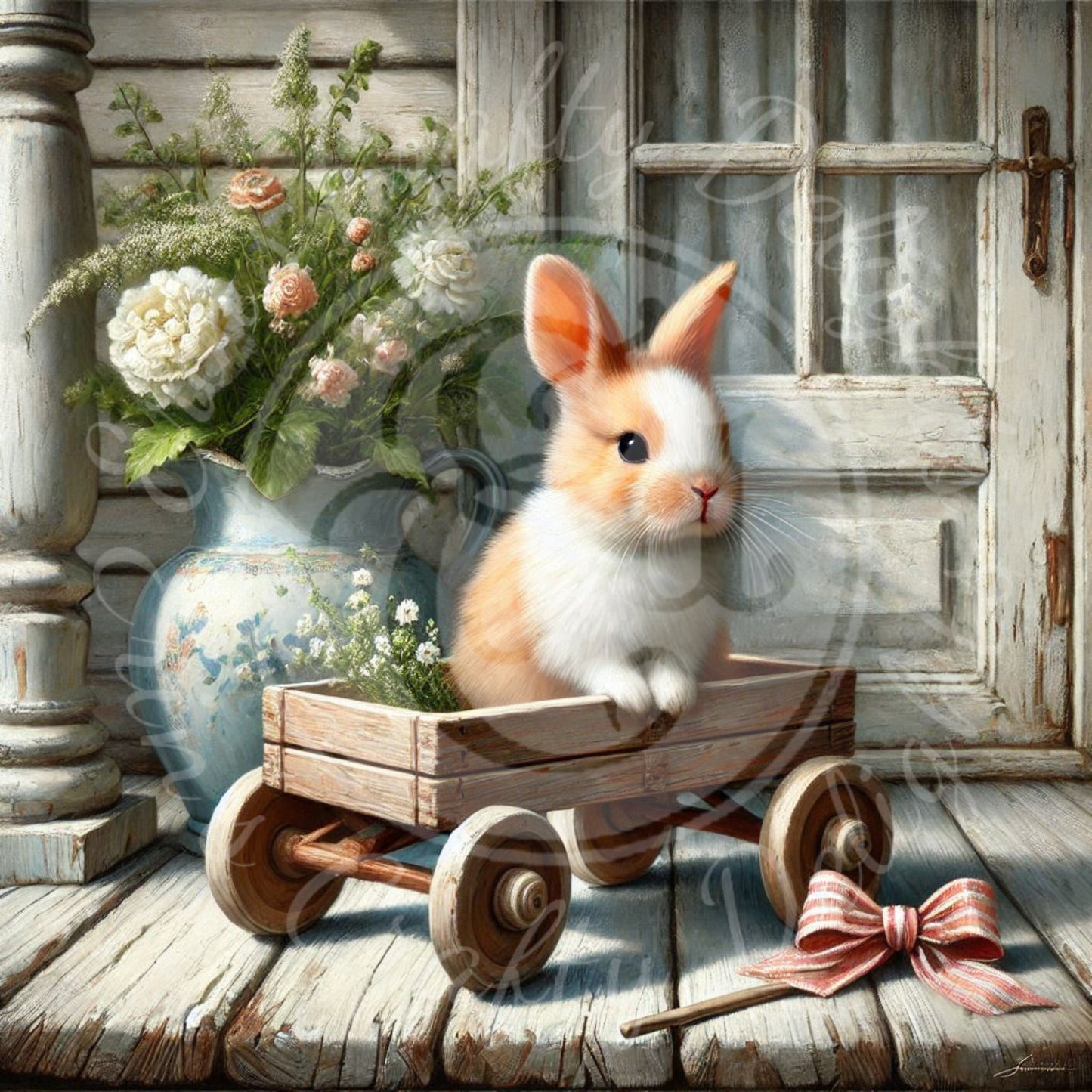13 Bunny in a Toy Wagon
