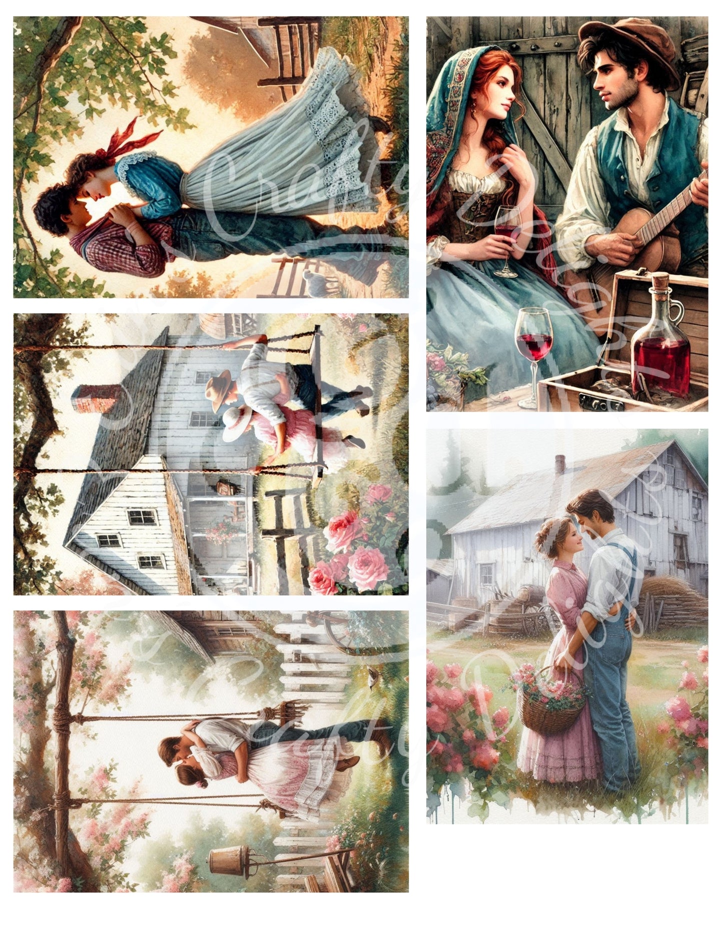 18 Valentine's Day ATC Artistic Trading Cards Backgrounds