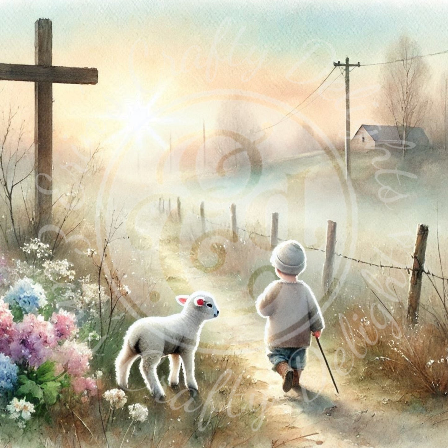 1 Boy, Lamb and Cross