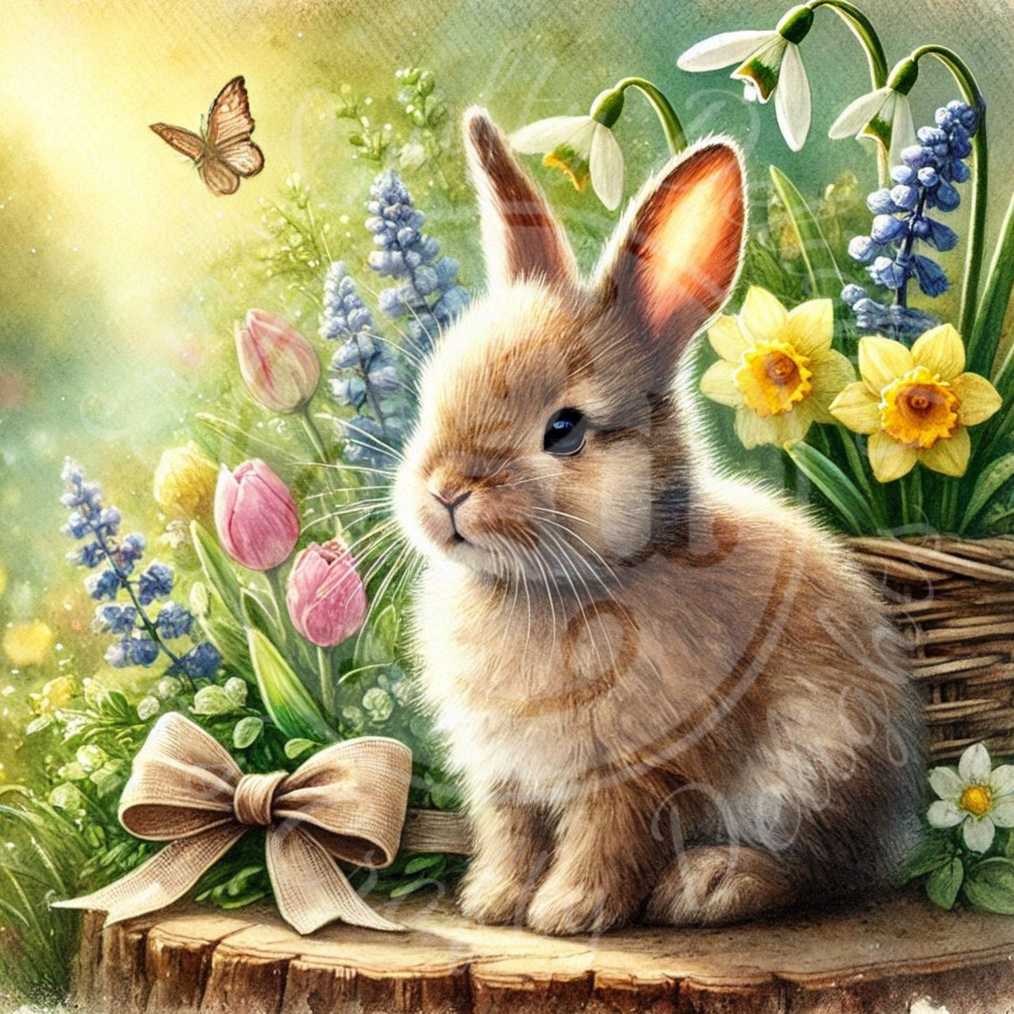 1 Bunny in the Flower Garden