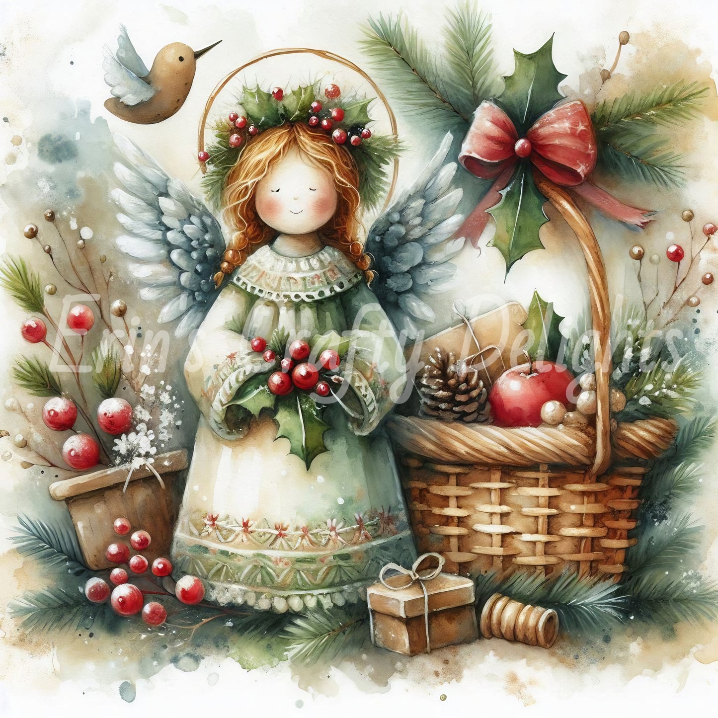 1 Sq Cute Christmas Angel 8x8 Printable