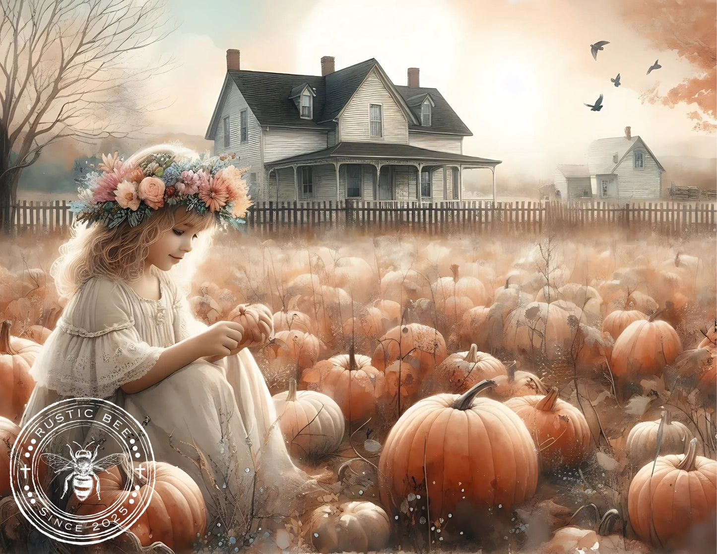 1H Fall Girl in Pumpkin Patch Printable Set