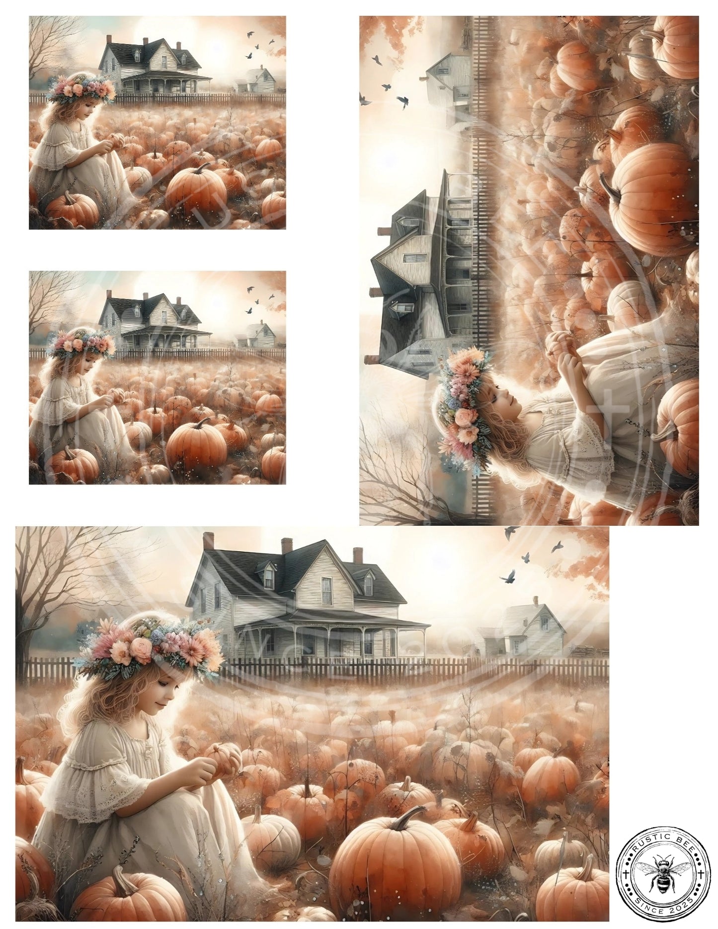 1H Fall Girl in Pumpkin Patch Printable Set