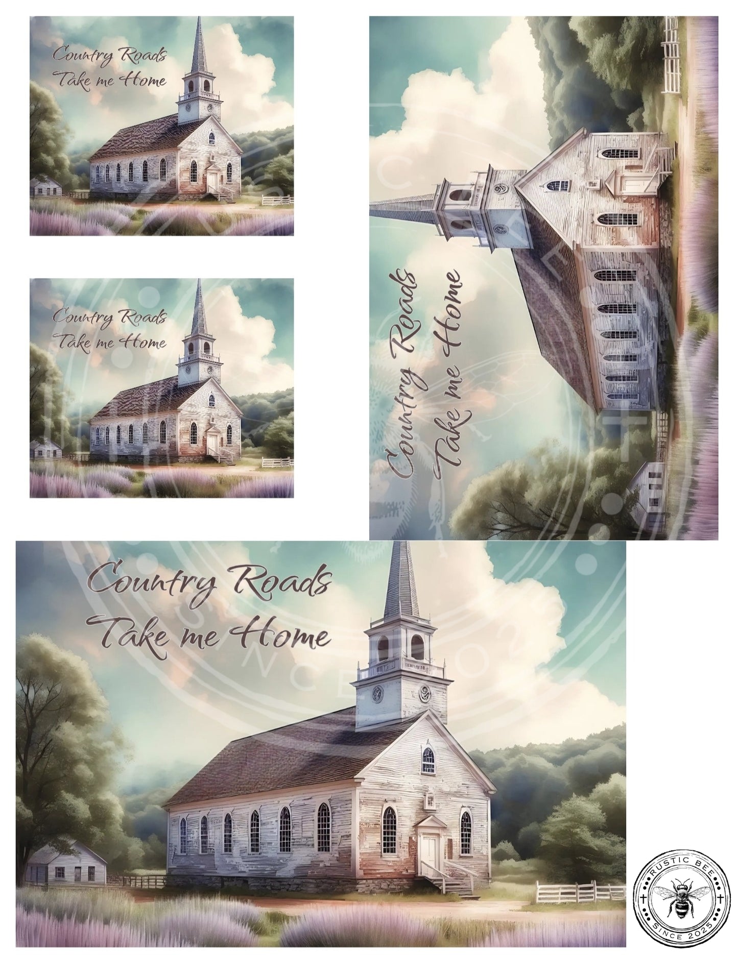 1HMS Lavender Country Roads Church Mix Size Downloadable Printable Set