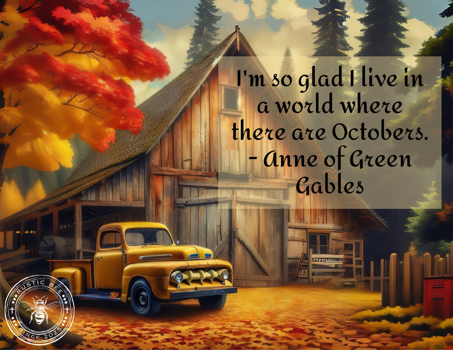 1 MS Inspirational Autumn Anne of Green Gable Yellow Truck and Barn Mix Size Downloadable Printable Set