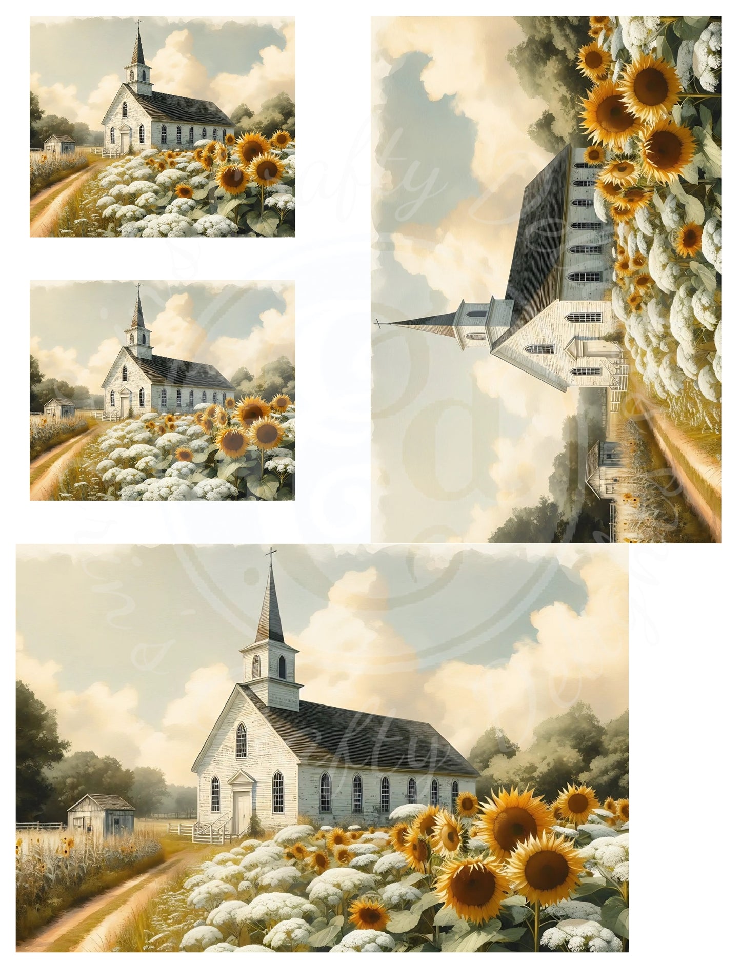 1H Sunflower Queen Anne's Lace Church Printable Set