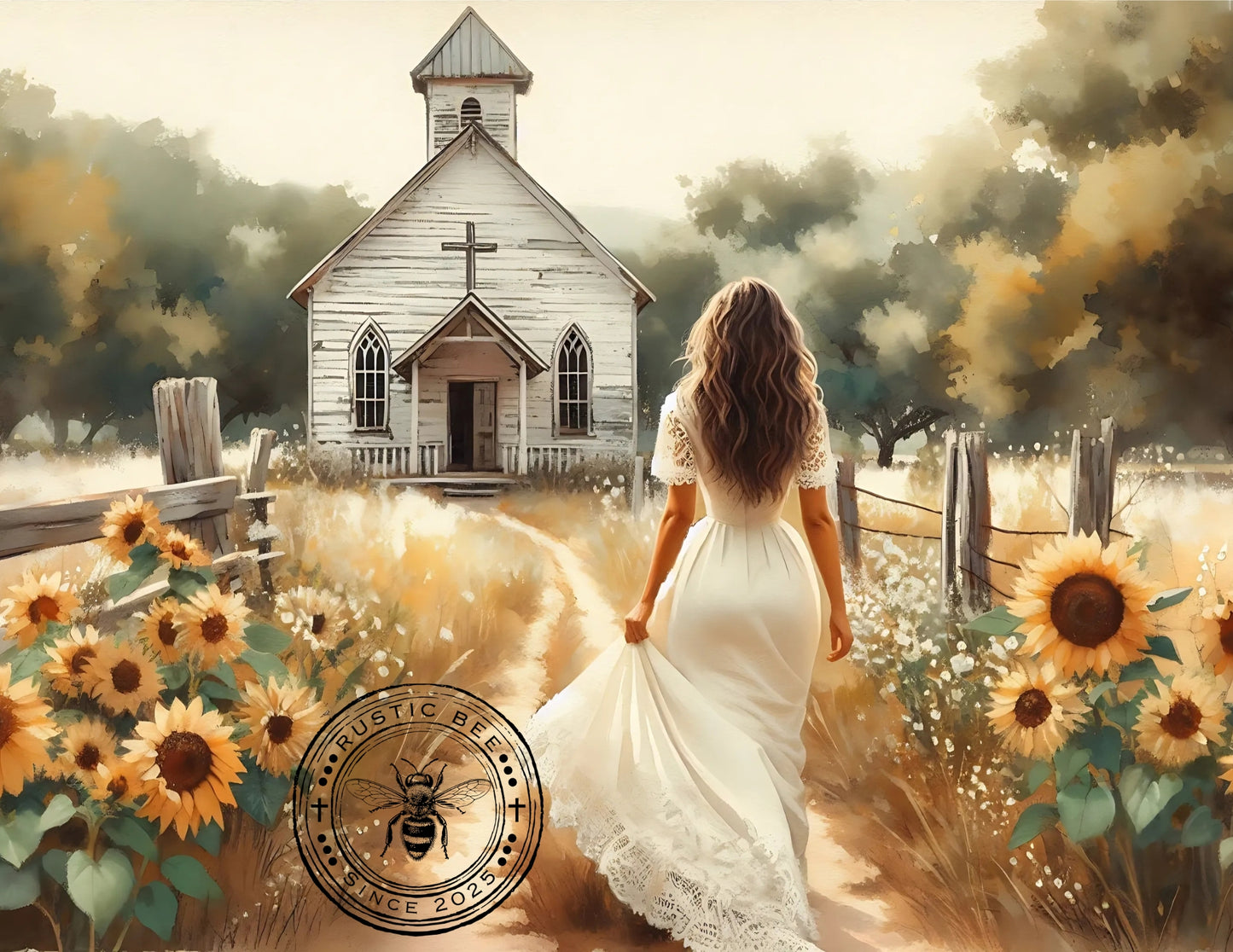 1H Woman & Sunflower Church 8x10" Printable