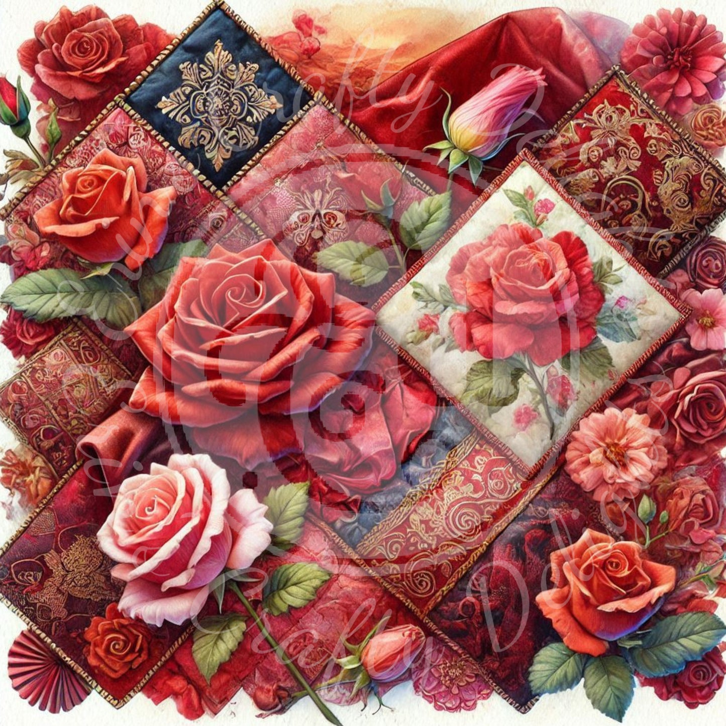 1 Red Satin & Velvet Background