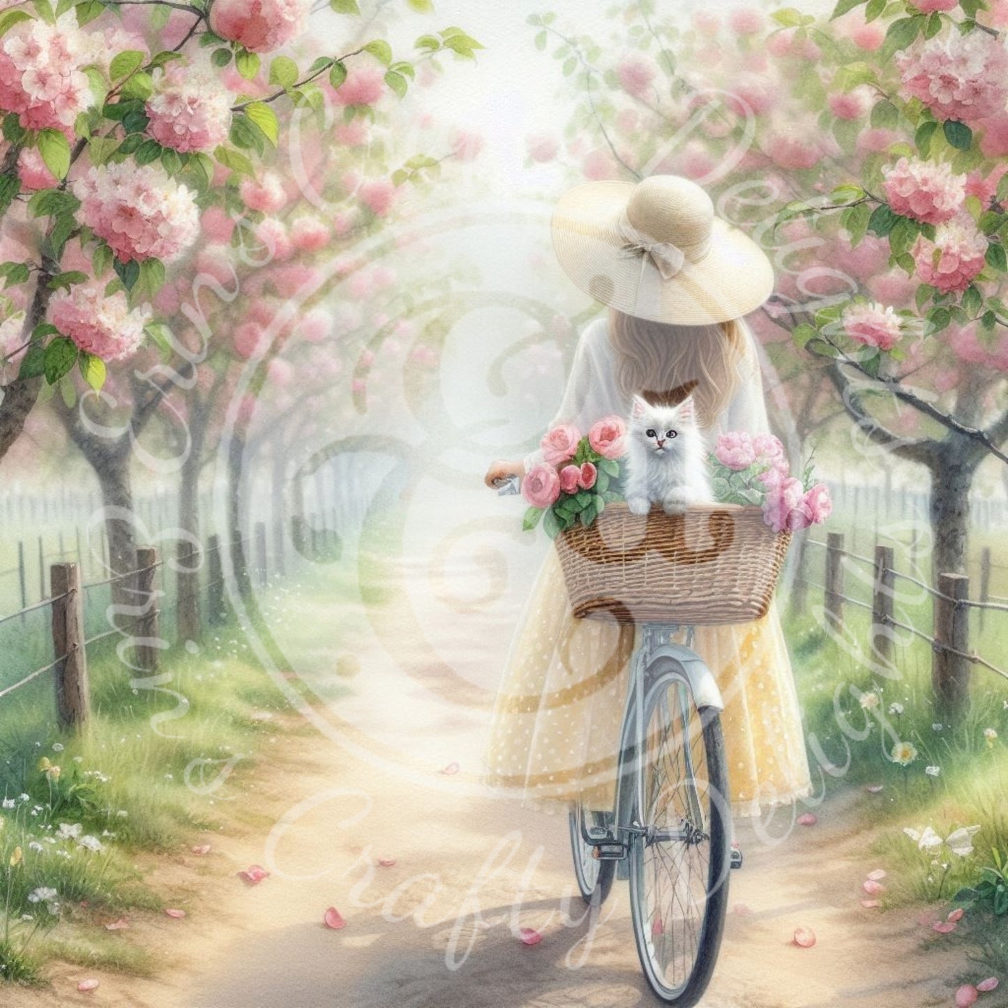 1 Spring Girl and Kitty in Yellow