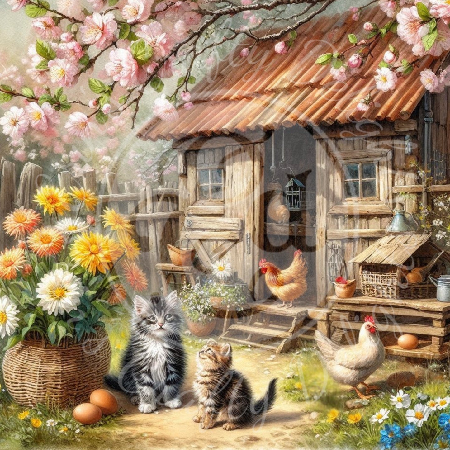 1 Spring Kittens and Chickens