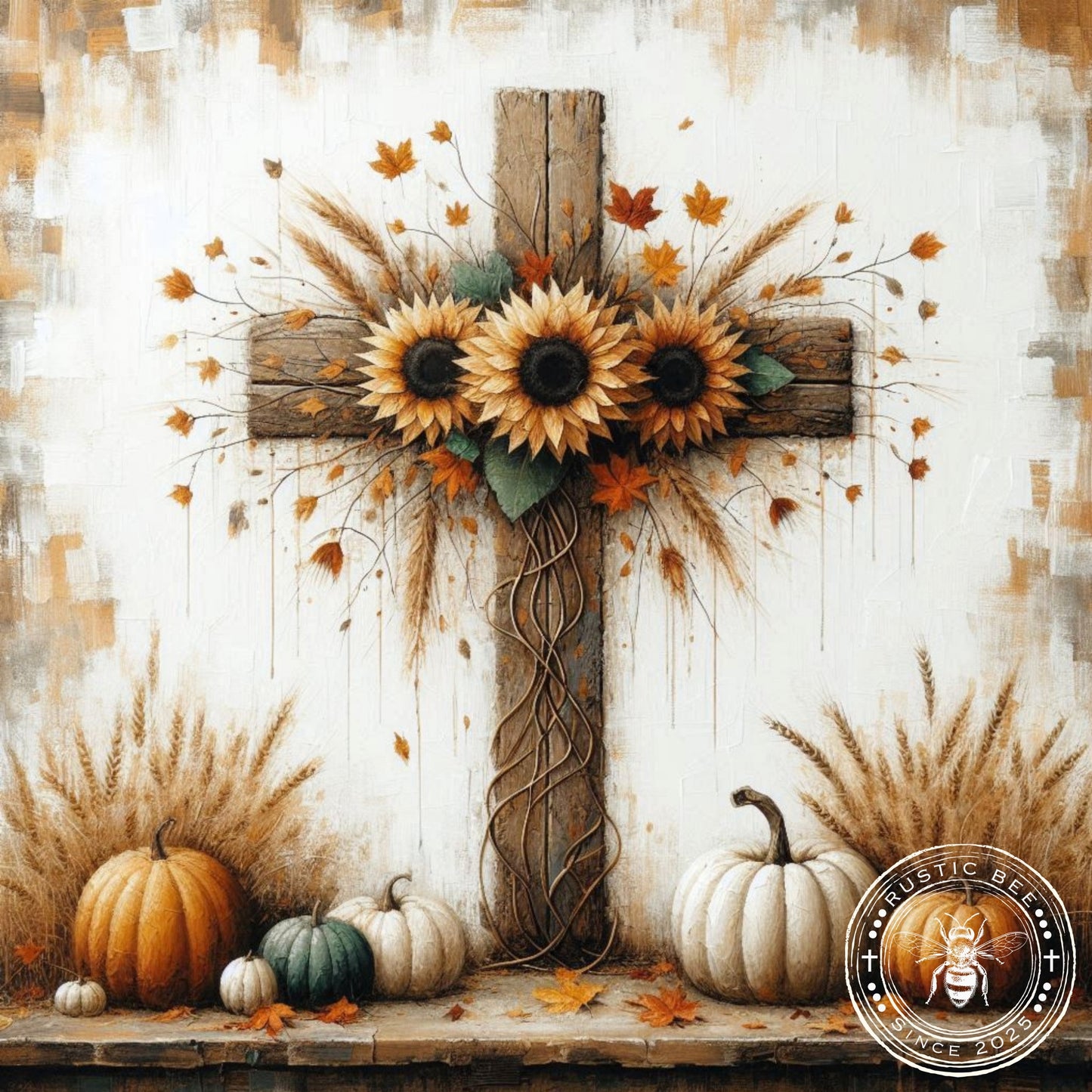 1 Sq Fall Textured Cross 8x8" Downloadable Printable