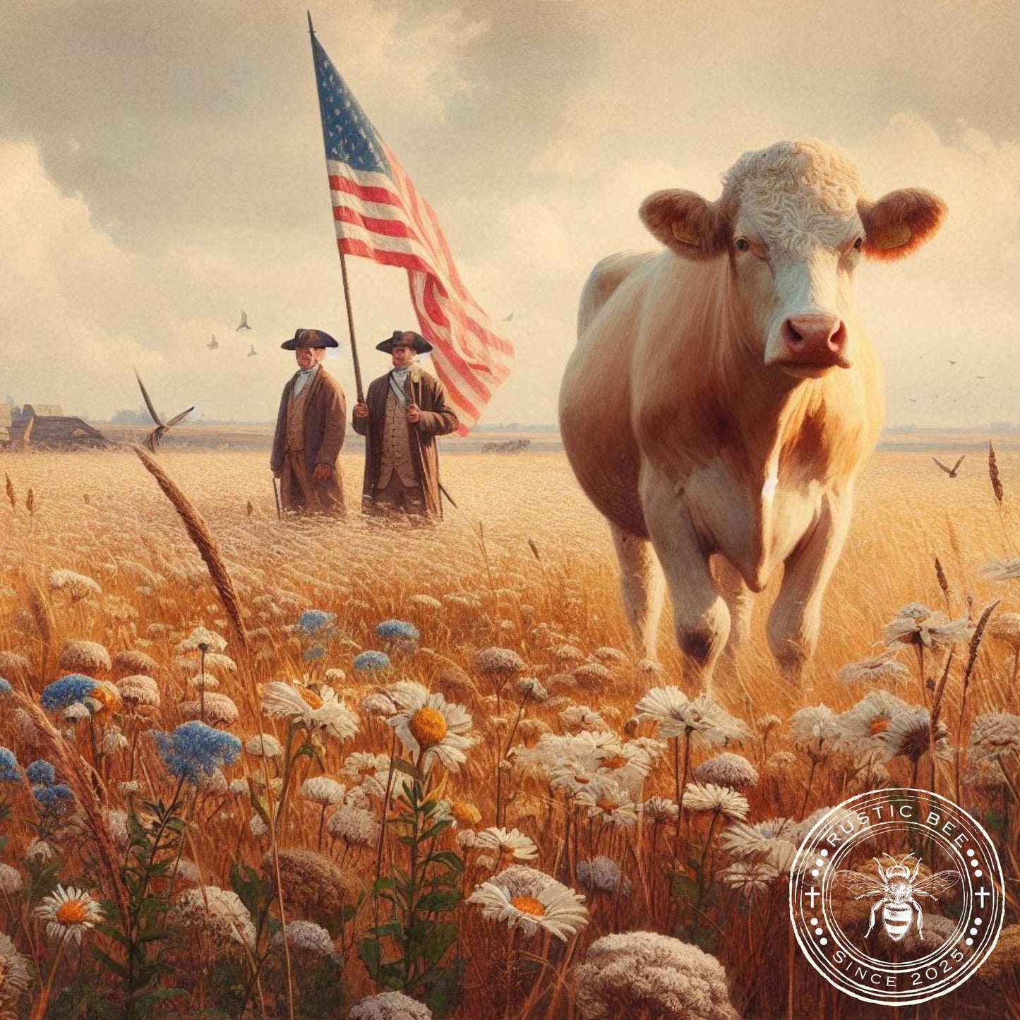 1 Sq Patriotic Freedom Cow 8x8" Downloadable Printable