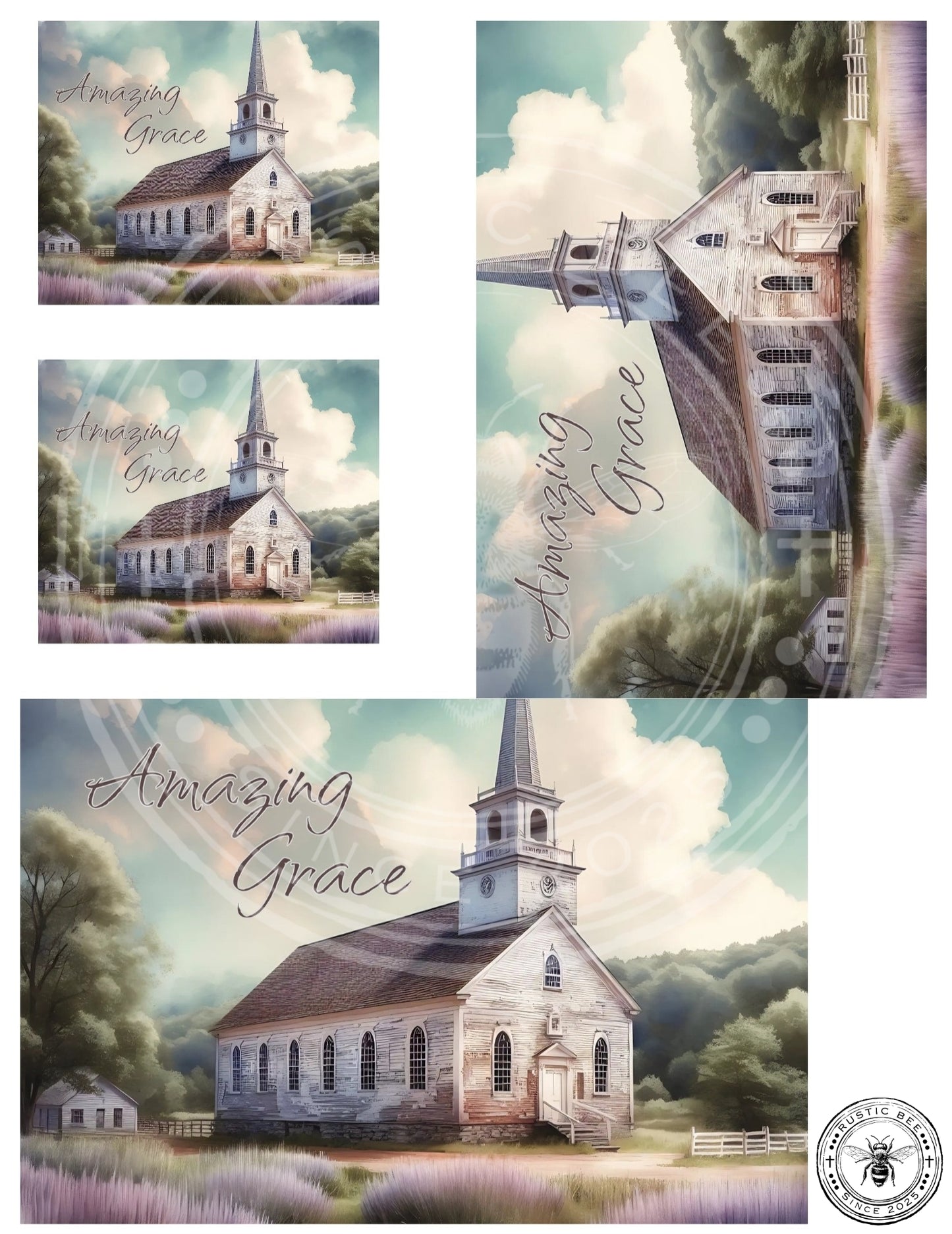 1HMS v1 Inspirational Lavender Amazing Grace Church Mix Size Downloadable Printable Set
