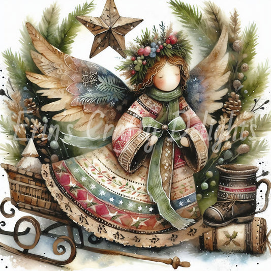 2 Sq Cute Christmas Angel 8x8 Printable