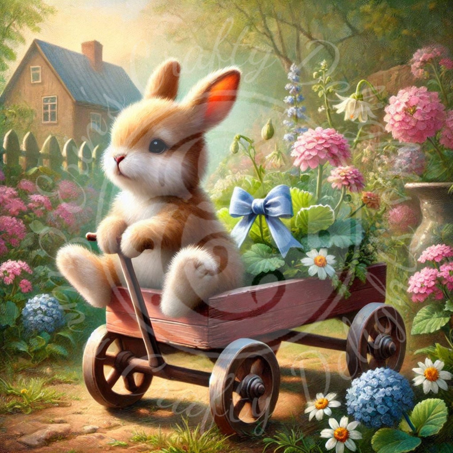 20 Bunny in a Toy Wagon