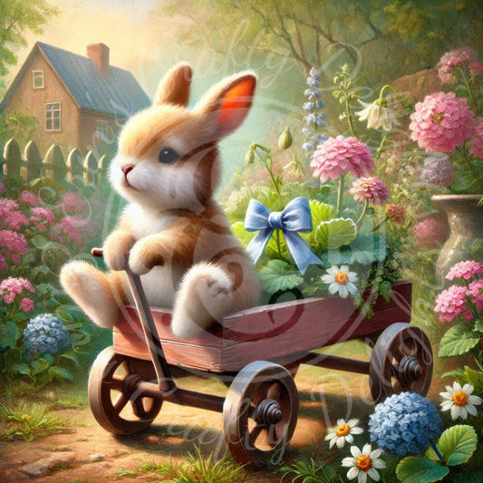 20 Bunny in a Toy Wagon