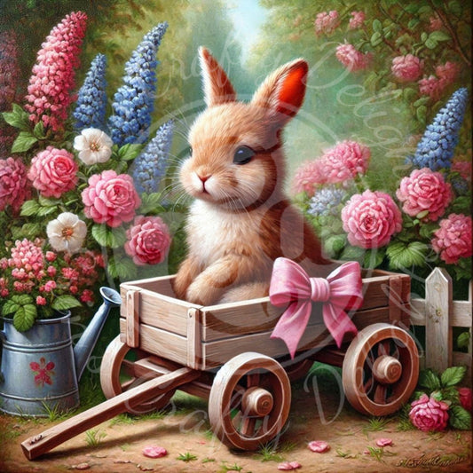 21 Bunny in a Toy Wagon