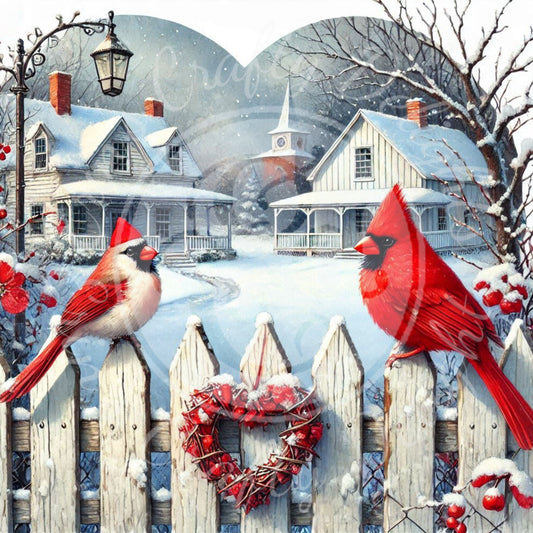 21 Valentine Cardinal and Farmhouse