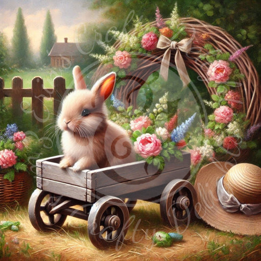 22 Bunny in a Toy Wagon