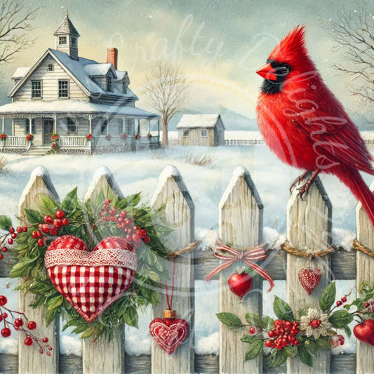 22 Valentine Cardinal and Farmhouse