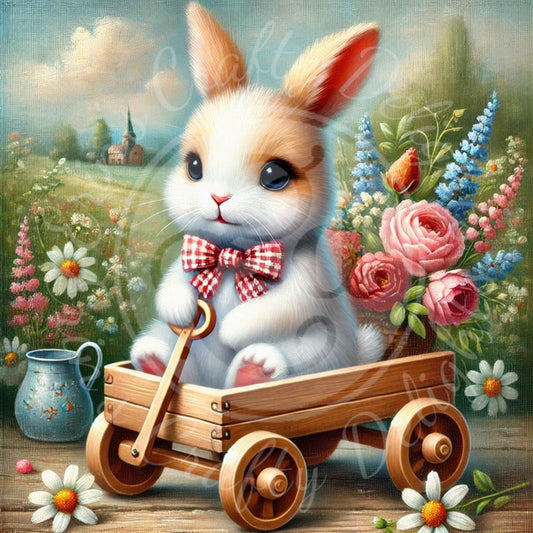 23 Bunny in a Toy Wagon