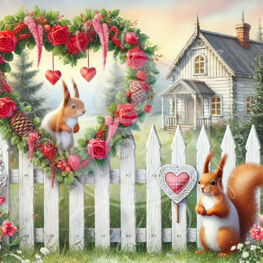 23 Valentine Cardinal and Farmhouse
